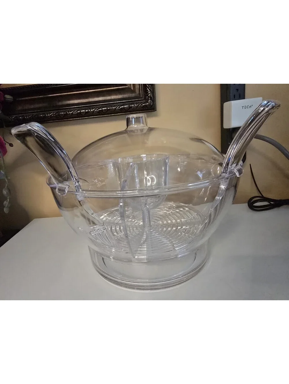 Prodyne Acrylic Salad on Ice with Fruit Insert with Utensils and Dome Lid